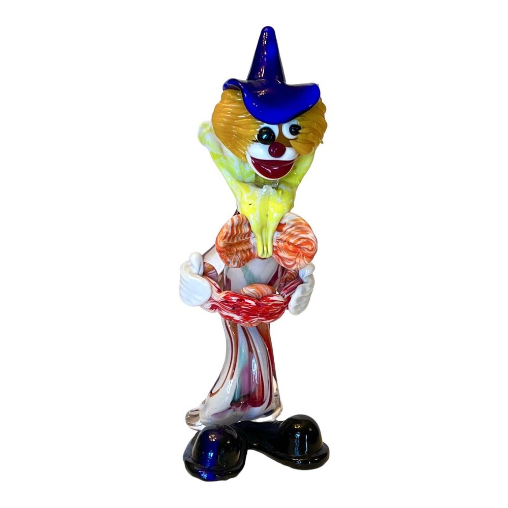 Murano Glass Clown Figurine 11" Italy Art Accordion Fratelli Pitau Sculpture Vtg